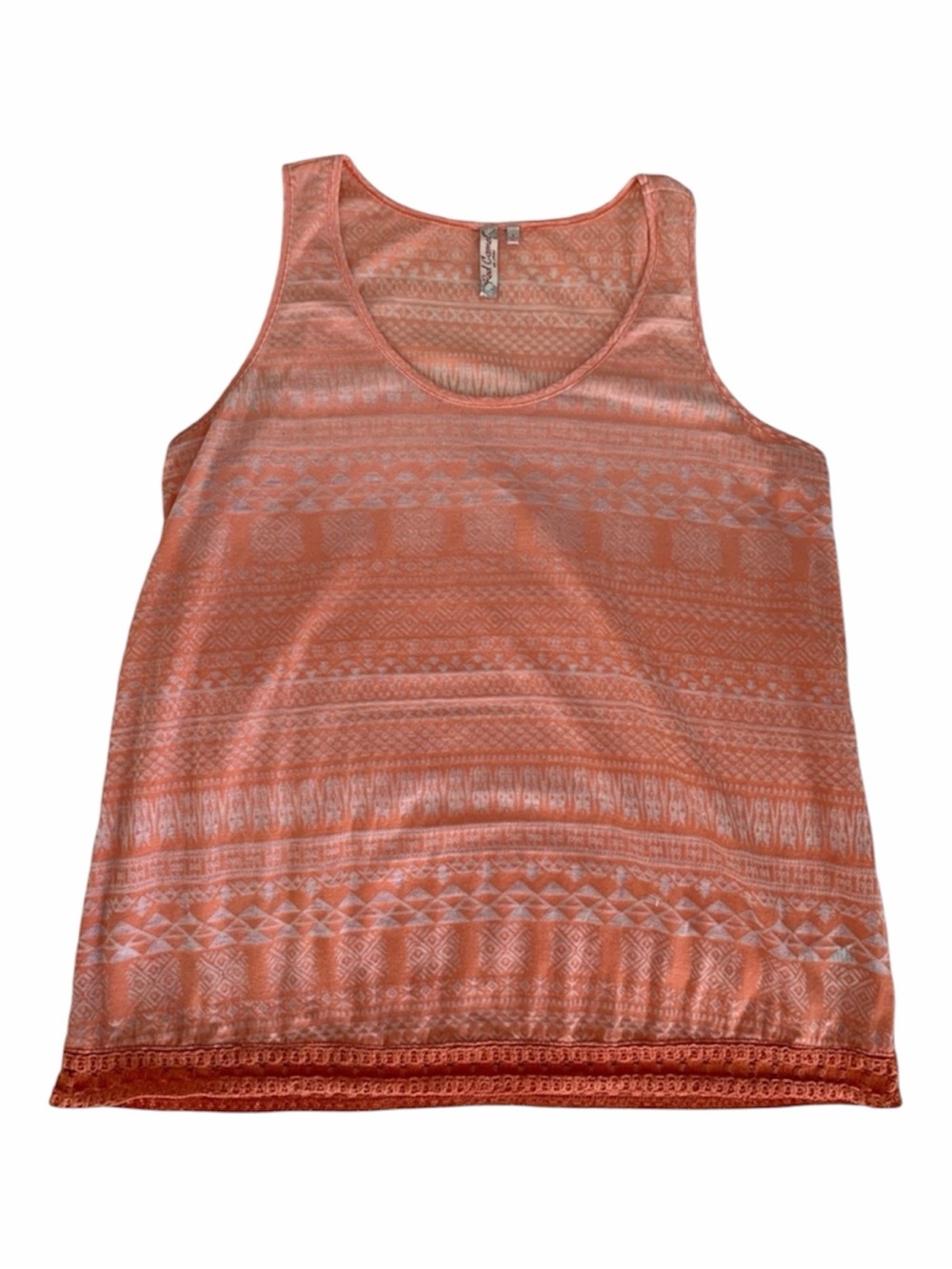 Red Camel Tank Top Juniors S Orange Ombré Crochet Lace Stripes Lightweight